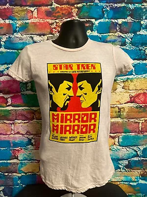Buy Star Trek Spock Mirror Mirror Movie Poster Cream T-Shirt Women's L Loot Crate • 8£