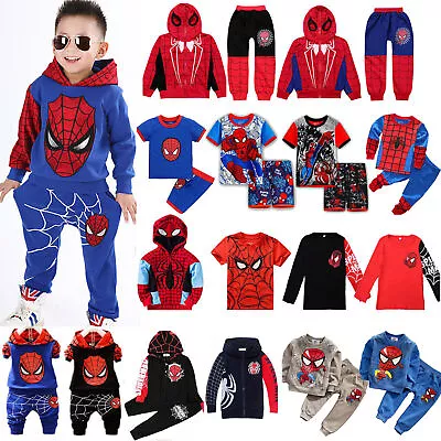 Buy Kid Boy Spiderman Tracksuit Hoodie T-Shirt Top Sweatshirt Outfit Costume Clothes • 10.59£