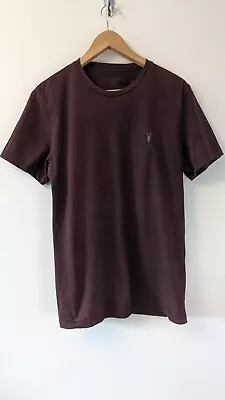 Buy All Saints 'Laiden Tonic' Mens Burgundy Heavy Cottom  T-Shirt Size Med • 5£
