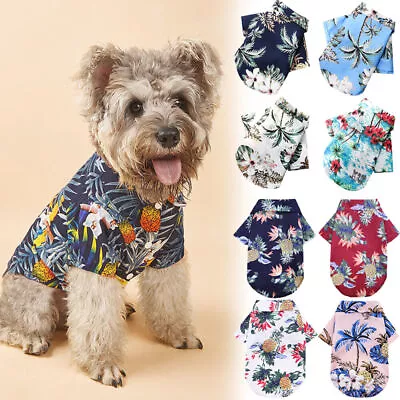 Buy Hawaiian Pet Dog T Shirts Cat Dog Puppy Summer Beach Clothes Vest Apparel UK • 3.46£