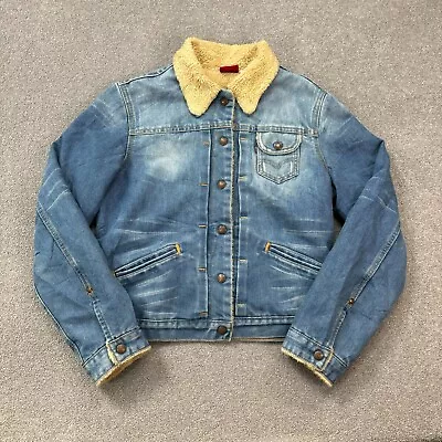 Buy Levis Denim Jacket Womens Extra Small Blue Sherpa Lined Red Tab Trucker Lady* • 24.99£