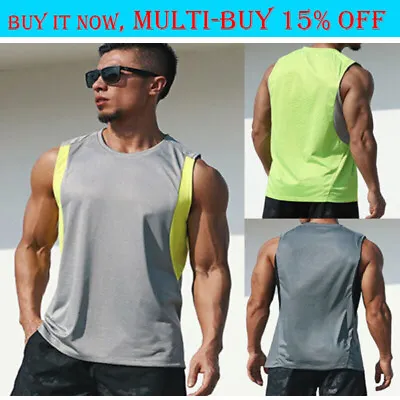 Buy Quick Drying Sleeveless Vest Tank Top Mens Running Gym Top Sports Muscle T-Shirt • 8.99£