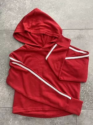 Buy Red New Look Cropped Hoodie With White Stripe • 8.50£