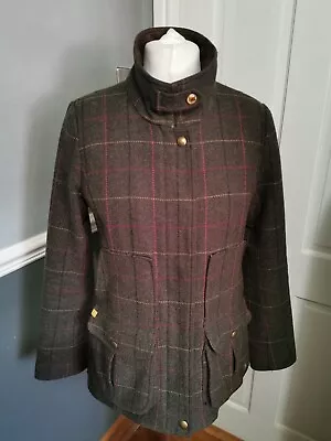 Buy Joules Field Coat Heather Check Tweed Jacket Size 14 Retail Price £249.00 • 54£