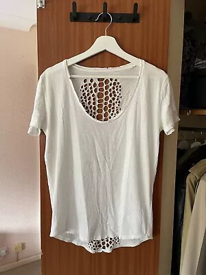 Buy Zadig & Voltaire White Cut Out Detail Back Oversized T-Shirt Size XS • 30£