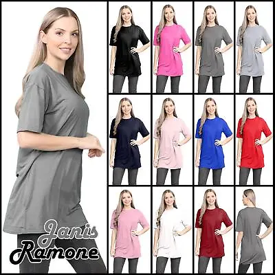 Buy Womens Oversized T-Shirt Plain Baggy Short Sleeve Round Neck Basic Summer Top • 5.19£