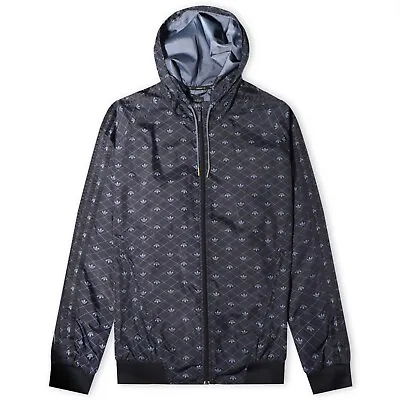 Buy Adidas Originals Windbreaker L Black Rare Pattern Hooded Lightweight Jacket • 33.99£