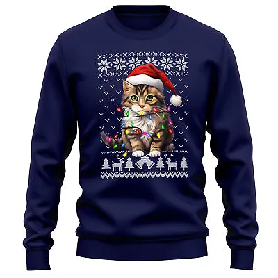 Buy Tabby Cat Christmas Sweatshirt Owner Men And Women Cats Kittens Xmas Jumper S... • 24.99£