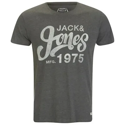 Buy Jack & Jones T-Shirt Mens Tee Crew Neck Top Raven Dark Grey BNWT - XS - S - M • 7.99£