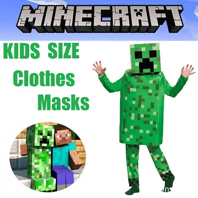 Buy Halloween Minecraft Cosplay Costumes For Kids Creeper Cosplay Party Fancy Dress • 15.98£