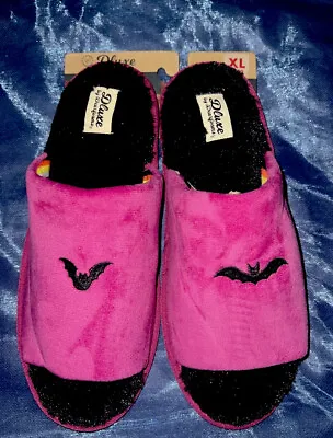 Buy Dearfoams Dluxe Purple Black  Bat Women's Memory Foam Slippers Size XL  11-12 • 9.64£