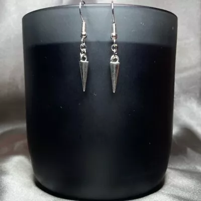 Buy Handmade Silver Large Spike Earrings Gothic Gift Jewellery Women Woman Ladies  • 4£