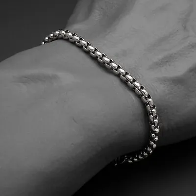 Buy Mens Bracelet Box Chain Stainless Steel Silver Colour • 9.99£