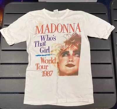 Buy MADONNA Whos That Girl 1987 Tour T Shirt Size M Vintage Original RARE • 149.99£