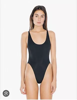 Buy American Apparel Womens SMALL Black One  Piece High Cut Swimsuit Bathing Suit BN • 40£
