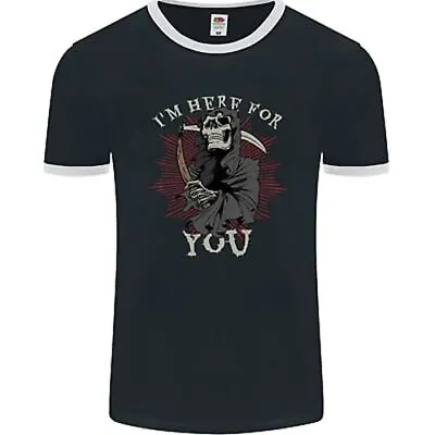Buy I'm Here For You Grim Reaper Skull Devil Mens Ringer T-Shirt FotL • 12.49£