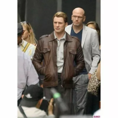 Buy Captain America The Avenger Chris Evans Steve Rogers Brown Leather Jacket -BNWT • 47.40£