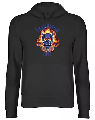 Buy Skull Flame Hoodie Mens Womens Gothic Destination Hell Fire Top Gift • 17.99£