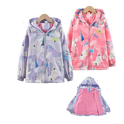 Buy Girls Hooded Coat Waterproof Rain Fleece School Kids Lined Jacket Age 2-13 Yrs • 12.98£