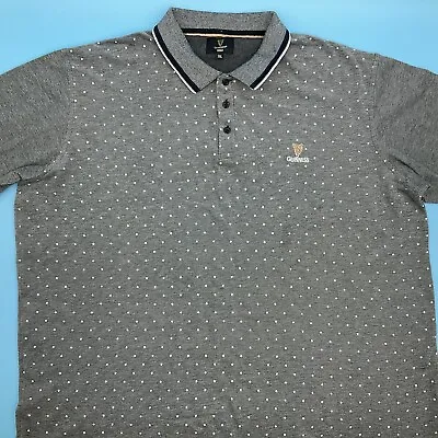 Buy Guinness Men’s Cotton Blend 1/4 Button Spot Pattern Grey Polo Shirt 3XL • 21.89£