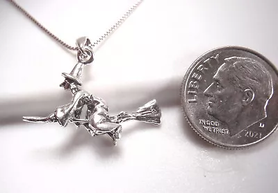 Buy A Witch Flying To Work 925 Sterling Silver Pendant • 6.75£