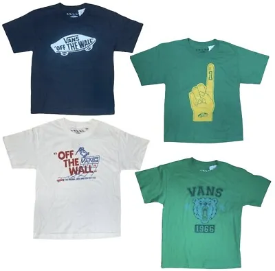 Buy Vans Off The Wall Kids Boys Navy White Green Print T-Shirts Size S M XL New • 12.99£