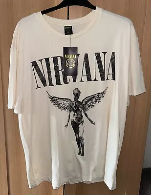 Buy BNWT Primark Cream With Nirvana Motif Short Sleeve T-Shirt - Size UK 2XL • 7£