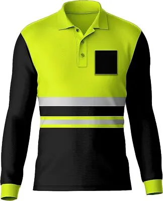 Buy Hi Vis  Reflective  Polo T Shirt High Visibilityviz Long Sleeve Polo Work Top • 15.99£