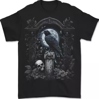 Buy Gothic Skull And Crow With And Arch Mens T-Shirt 100% Cotton • 8.49£