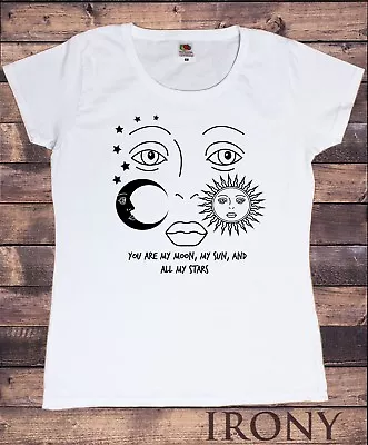 Buy Women's Short Sleeve Cotton Tee - You Are My Moon Sun And Stars Print TS1552 • 11.99£