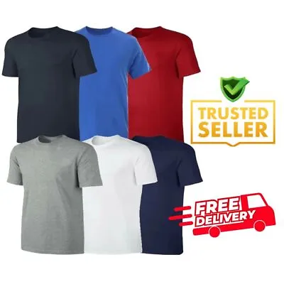 Buy Men's Plain T-Shirt Round Neck Soft Regular Relaxed Casual All Occasions Tee • 4.99£