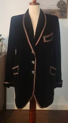 Buy Vintage ZELDA Black Long Silk Velvet Blazer Jacket S/M Stunning! Artsy • 85.49£