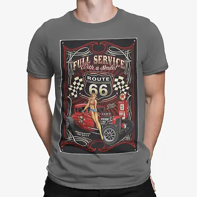 Buy Route 66 T-Shirt Hot Rod Garage Racer Garage Cafe Car Biker Gift Dad UK • 9.99£
