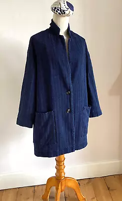 Buy TOAST Indigo Herringbone Jacket Coat 10 Chest 44” Length 33” Front Pockets Lined • 94.99£