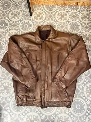 Buy Vintage 1950s Leather Motorcycle Type Jacket Greaser Brown Leather Large • 99.99£