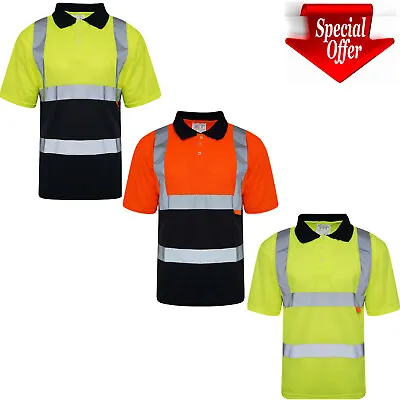 Buy Hi Viz Vis Polo T-Shirt Top High Visibility Safety Security Work Wear Tee Shirts • 10.95£