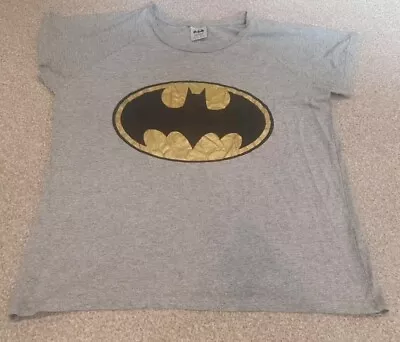 Buy Batman T Shirt Grey With Gold & Black Bat Logo DC Super Hero Size 18 • 3.99£