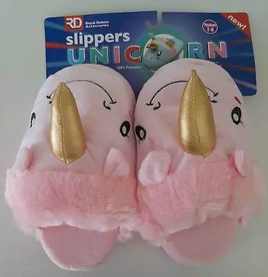 Buy Unicorn Plush Novelty Slippers Womens Size Large Fuzzy Pink 7-8 House Shoes • 14.24£