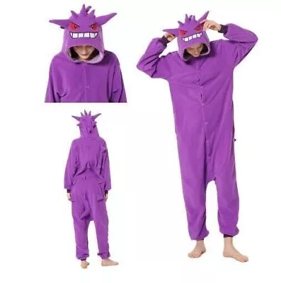 Buy Anime Gengar Hooded Jumpsuit One-Piece Pajamas Hoodie Sleepwear Cosplay Costumes • 28.89£