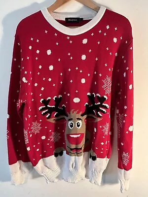 Buy Reindeer Christmas Jumper Party Red Large  • 7.99£