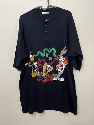 Buy Marks Spencer Daffy Bugs Devil 1995 Looney Tunes Christmas Tshirt Blue Size M • 18£