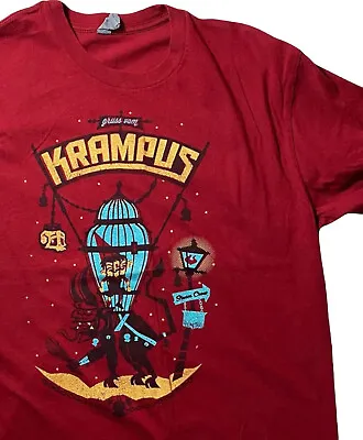 Buy Steam Crow Krampus Christmas Holiday Screen Printed T Shirt Medium M Cotton Red • 30.78£
