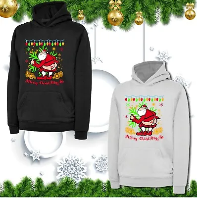 Buy Merry Kiss My A*s Santa Christmas Hoodie Funny Naughty Santa Joke Xmas Hood Top • 20.99£