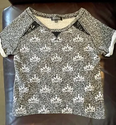 Buy Disney Descendants  Evie  Black & Silver Knit Tee, Crown Pattern, Girl's L (14) • 7.20£