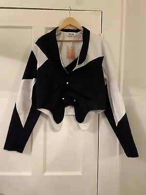 Buy ORANGE CULTURE Men's Navy Blue & White Cotton Denim Patch-Way Jacket • 25£
