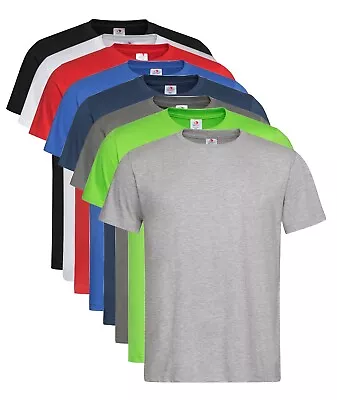 Buy Mens Organic Cotton BLUE GREY WHITE GREEN BLACK RED Tee Shirt T-Shirt S - 5XL • 6.55£
