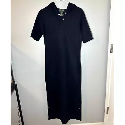 Buy Lauren Ralph Lauren Short Sleeve Hoodie Maxi Dress Navy Blue Women's Size P/P • 23.12£