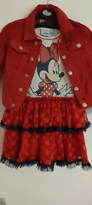 Buy Disney Minnie Mouse Dress & Red Denim Ralph Lauren Jacket 3-4 • 9.50£
