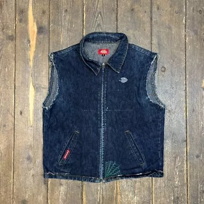 Buy Dickies Denim Vest Jacket Womens 90s Jean Trucker Coat, Washed Blue, Medium • 35£