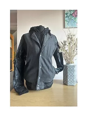 Buy Aeropostale Men’s Black Grey Hooded Varsity Style Jacket Size Medium VGC • 39.99£
